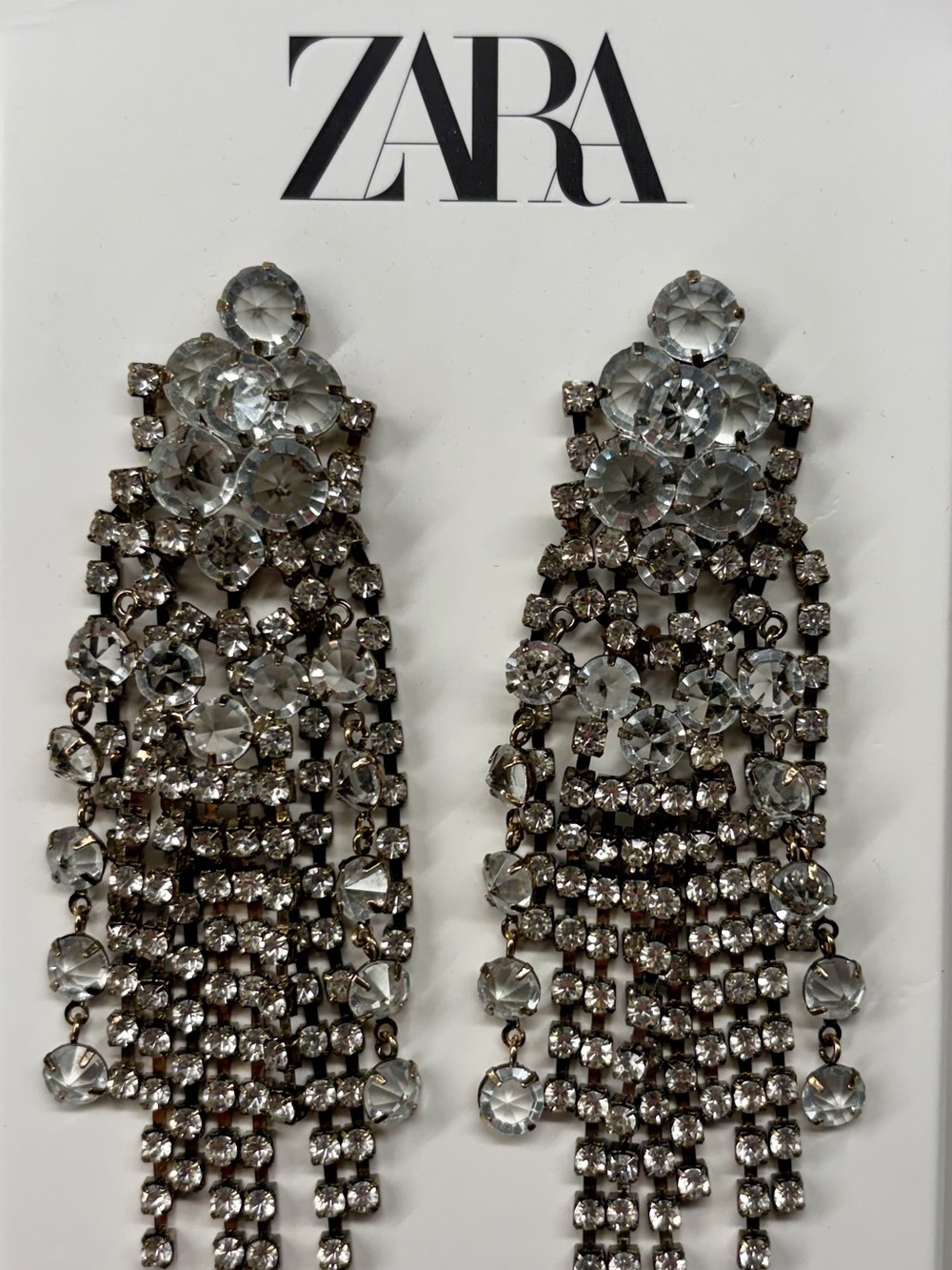 ZARA Silver Chandelier Statement Earrings